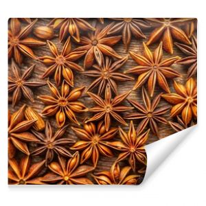 Top View Anise Texture. Pattern with anise. Creative autumn concept. Fruit banner. autumn background. Flat lay. Template