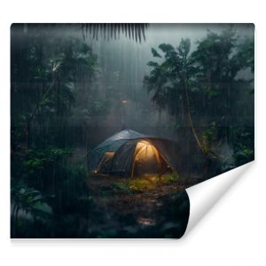 rain on the tent in the forest, tropic, quiet, calm, peaceful, meditation, camping, night, relax