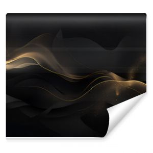 Abstract black wallpaper background with golden line elements