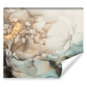 Abstract brown and gold glitter color horizontal background. Marble texture. Alcohol ink colors.