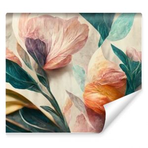 Flowers in the style of watercolor art. Luxurious floral elements, botanical background or wallpaper design, prints and invitations, postcards. Beautiful delicate flowers 3D illustration