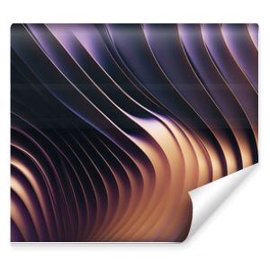 Wavy Golden and Purple Metallic 3D Background. Generative AI