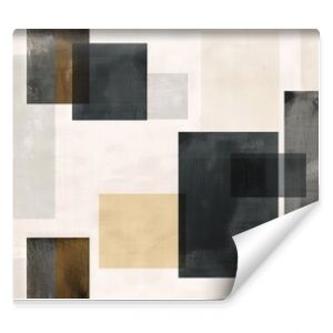 Abstract Geometric Composition in Black, White, and Brown