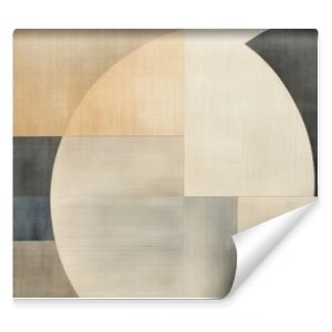 Abstract Geometric Shapes in Neutral Tones on Textured Paper, Featuring Muted Grays and Beiges with Subtle Gradients 