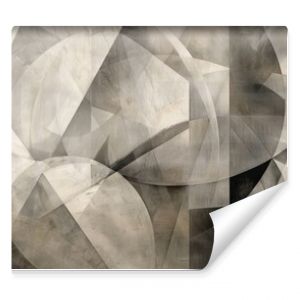 Abstract Geometric Shapes in Neutral Tones on Textured Paper, Featuring Muted Grays and Beiges with Subtle Gradients  