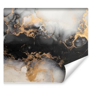 Marble ink abstract art from exquisite original painting for abstract background . Painting was painted on high quality paper texture to create smooth marble background pattern of ombre alcohol ink .