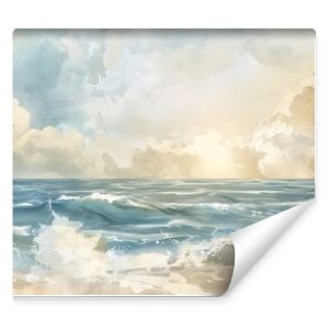 Abstract Watercolor Painting of a Seascape