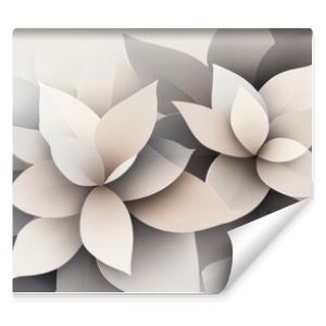 Abstract geometric flowers in neutral tones create a minimal yet dynamic pattern against a soft, muted background