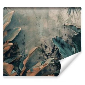 tropical leaves background in moody muted colors