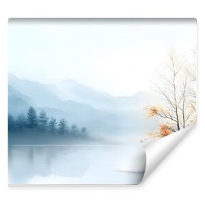 Enchanting watercolor painting depicting a serene natural landscape with delicate trees and a flowing river blending soft muted hues for a tranquil