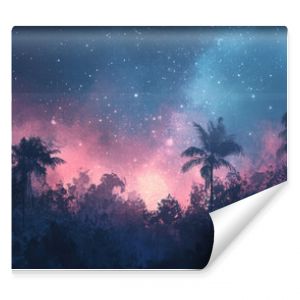 Hand painted watercolor of a starry night sky with the Milky Way visible and soft, glowing colors