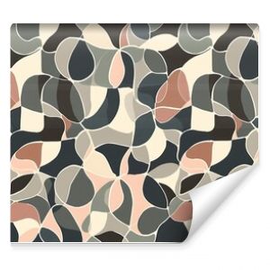 A pattern of abstract, interlocking shapes in a muted color palette