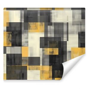 Abstract Geometric Pattern in Yellow, Grey, and Black