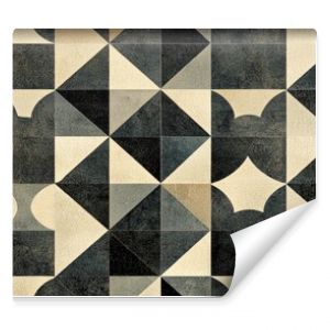 A modern background with a repeating pattern of circles and triangles in muted tones, creating an elegant and stylish atmosphere.