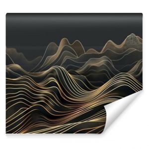 opulent gold line art on black luxury wallpaper with minimalist mountains ai generated illustration