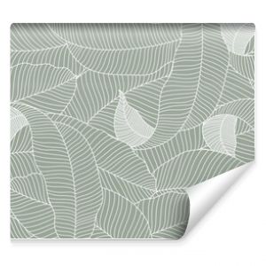 Green banana leaf line art wallpaper background vector. Luxury natural hand drawn foliage pattern design in minimalist linear contour simple style. Design for fabric, cover, banner, invitation.