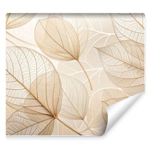 Delicate beige transparent leaves with intricate natural texture and veins create a stunning abstract floral background, perfect for minimalist natural designs and neutral wallpapers.