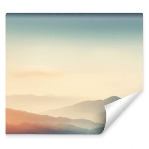 Dreamy mountains with autumn background during sunset or sunrise. Elegant and minimalistic style wallpaper with copy space in orange, yellow colors.