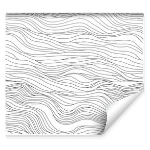 Abstract black and white hand drawn wavy line drawing seamless pattern. Modern minimalist fine wave outline background, creative monochrome wallpaper texture print. 