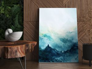 Dreamy Watercolor Wallpaper with an Abstract Landscape in Cool Tones 