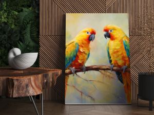 Vibrant Parrot Duo on Canvas