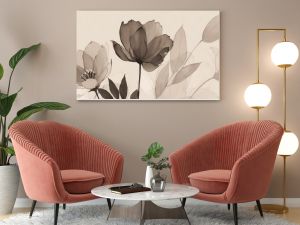 Elegant and timeless wallpaper featuring minimalist flower drawings