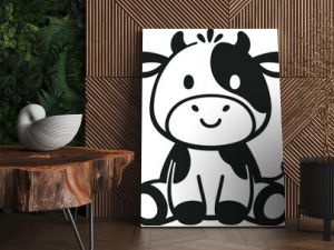 Cute happy baby cow cartoon animal sitting SVG vector