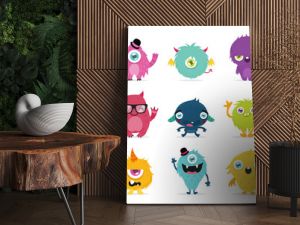 cute monster cartoon design collection design for logo and print product - vector