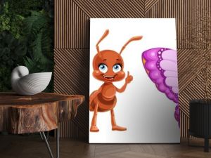 Kreskówka biedronka pszczoła motyl gąsienica mrówka na białym tle na białym tle