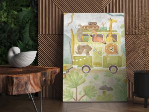 Mural wallpaper. Kid wallpapers. Wallpaper for children room with tropical animals