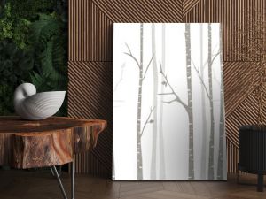 Art birches trees for kids room wallpaper, background, 