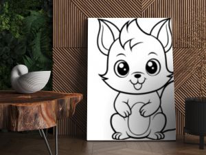 Woodland forest animals friendly cartoon characters collection. Otter, lynx, squirrel, woodpecker and beaver animal friends. Black outline coloring book vector illustrations.