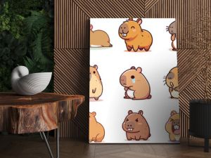 set collection cute expressive capybara vector