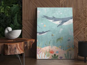 Mural wallpaper. Wallpapers for kids. Wallpaper for the children's room with the aquatic world