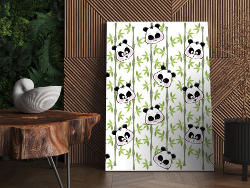 seamless background from the muzzles of the Panda on the bamboo 