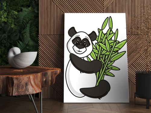 funny panda holding a bamboo