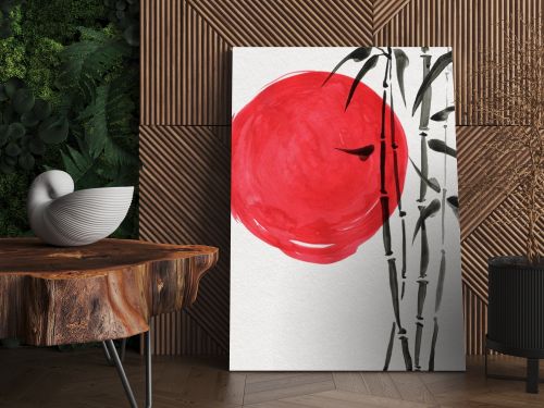 Bamboo in Japanese painting, sumi-e style