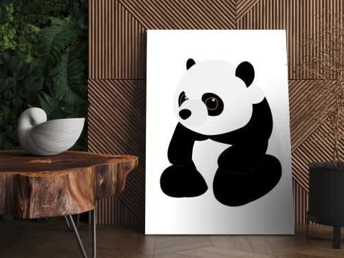 Cartoon panda bare isolated white background. Smile.