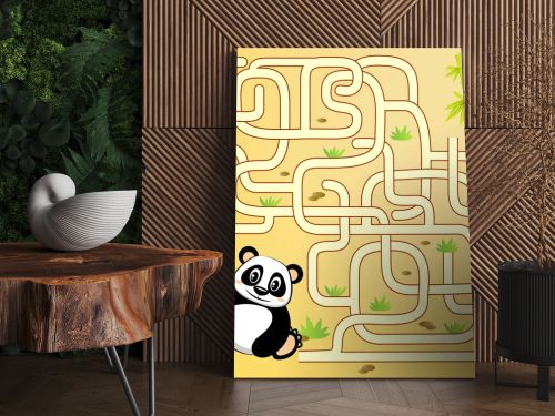 Help panda bear find path to bamboo. Labyrinth. Maze game for kids
