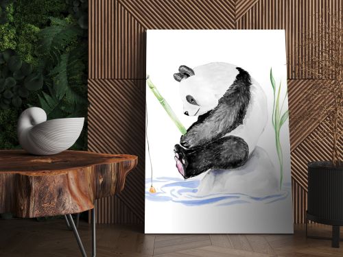 Watercolor Hand Drawn Cartoon Panda