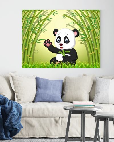 two cute panda in a bamboo forest