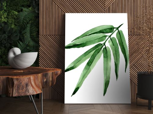 Tropical leaves bamboo tree in a watercolor style isolated.