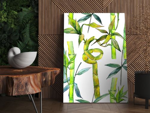 Tropical  bamboo tree pattern in a watercolor style.