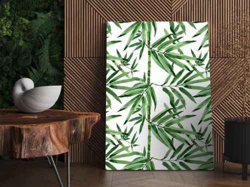Tropical leaves bamboo tree pattern in a watercolor style.
