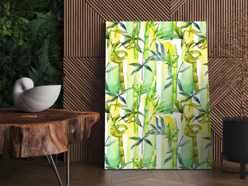 Tropical  bamboo tree pattern in a watercolor style.