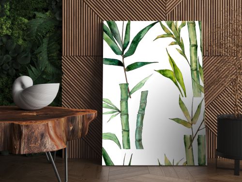 Bamboo tree pattern in a watercolor style.