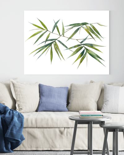 Watercolor illustration painting of bamboo leaves