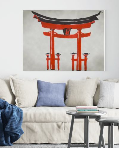 Japan traditional sumi-e painting. Watercolor and ink illustration in style sumi-e, u-sin. Fuji mountain, sakura, sunset. Japan sun. Indian ink illustration. Japanese picture.