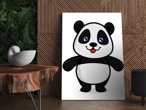 Panda smiling isolated in white background