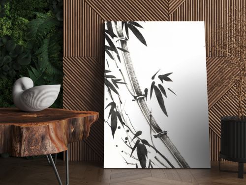 monochrome bamboo tree painted mascara 